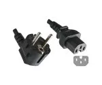 Netzkabel CEE 7/7 90° auf Warmgerätestecker C15, 1mm², VDE, schwarz, Länge 5,00m